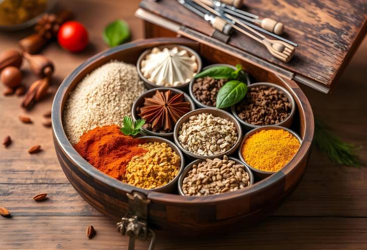 Delicious Spice Medley Wooden Box of Aromatic Treasures